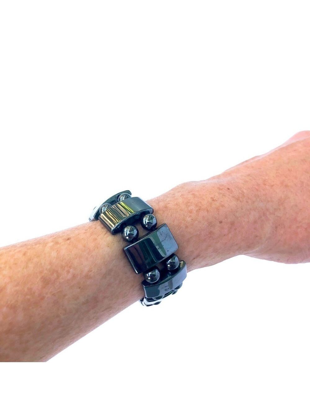 Black hematite metallic bracelet